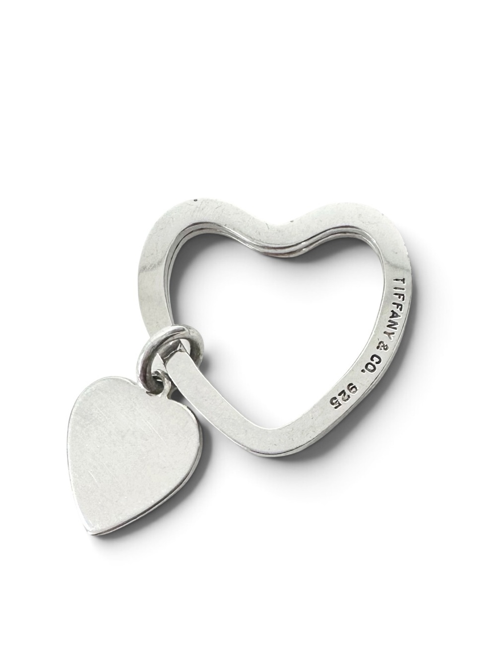 Tiffany & Co. Engraved 925 Silver Heart Keychain with Charm Tag